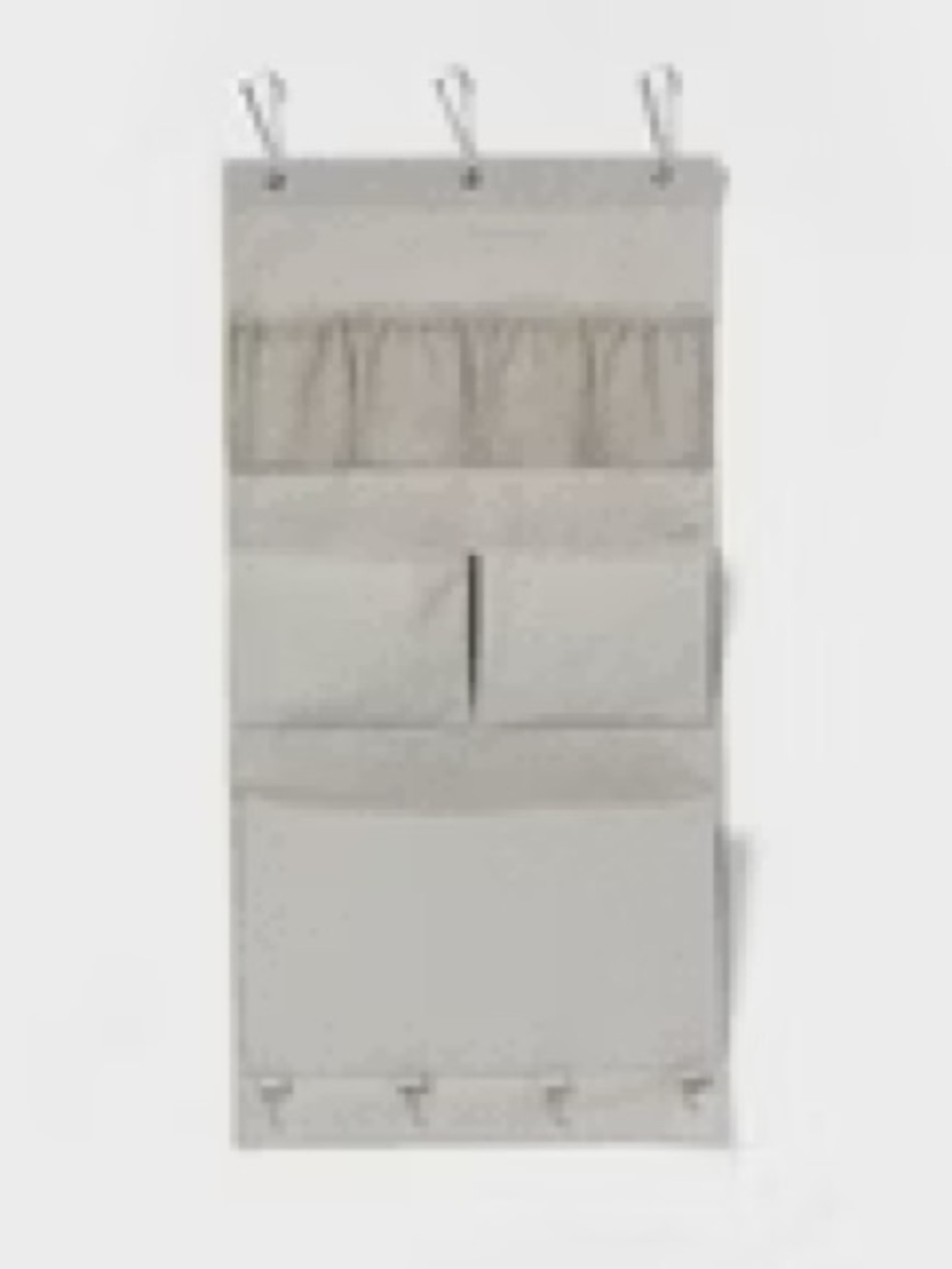 Hanging Closet Organizer with Multiple Pockets and Hooks — Gray